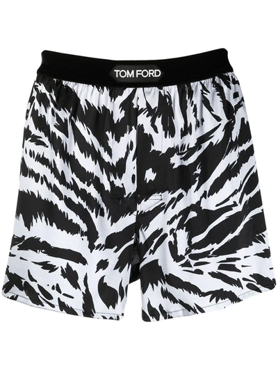 Tom Ford Zebra-print Boxer Briefs In Black