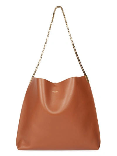 Saint Laurent Medium Suzanne Leather Hobo Bag In Brick