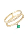 Persée Women's Zeus 18k Yellow Gold, Diamond & Emerald Double Ring