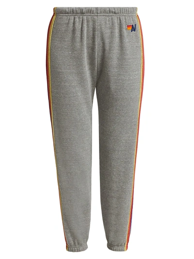 Aviator Nation Rainbow Stripe Track Pants In Light Grey Neon