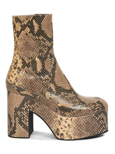 Dries Van Noten Women's Snakeskin-embossed Leather Platform Boots In Beige