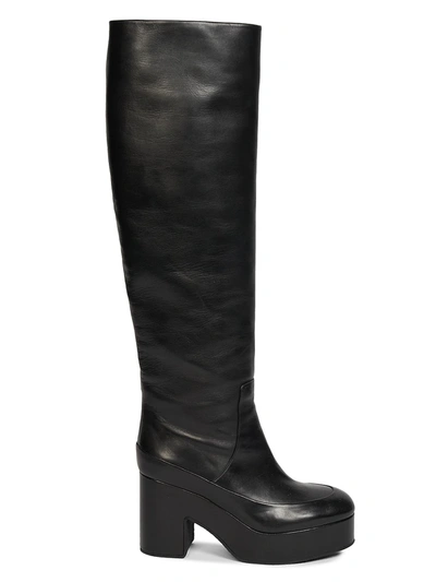 Dries Van Noten Women's Knee-high Leather Platform Boots In Black