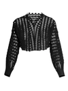 ALAÏA OPENWORK KNIT CROPPED CARDIGAN,400013216634