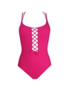 Skinny Dippers Jelly Beans Lace-up One-piece Swimsuit In Punch