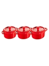 Staub 3-piece Mini Round Cocotte Set In Cherry