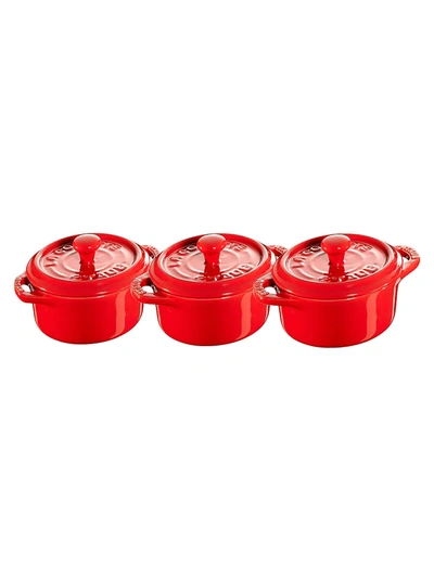 Staub 3-piece Mini Round Cocotte Set In Cherry