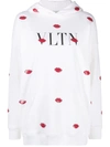 Valentino Sequined Printed Cotton-blend Hoodie In White