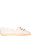 Tory Burch Ines Leather Espadrilles In Beige,gold