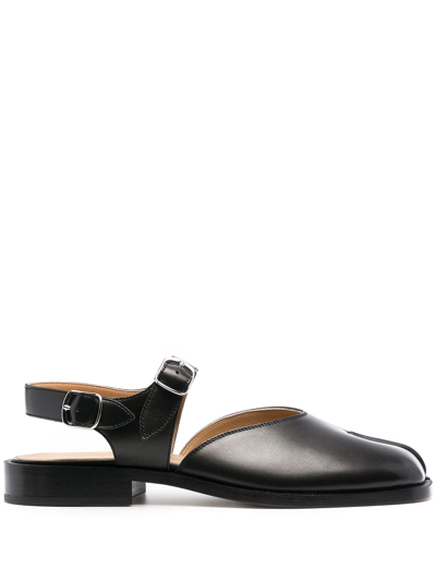 Maison Margiela Tabi Leather Sandals In Black