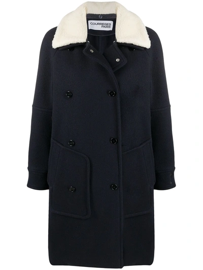 Courrèges Detachable-collar Coat In Blue