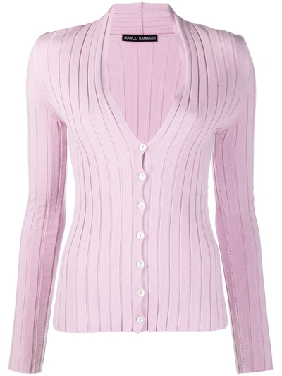 Marco Rambaldi Ribbed Knit Cardigan In Pink