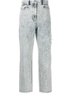 SEA NEW YORK FAUX PEARL-EMBELLISHED STRAIGHT LEG JEANS