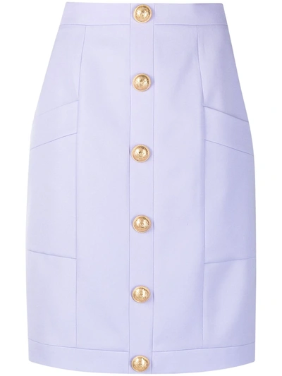 Balmain Buttoned Front Pencil Skirt In Pink