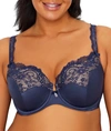 Curvy Couture Tulip Lace Bra In Navy