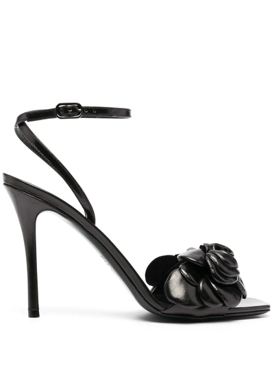Valentino Garavani Atelier Shoes 03 Rose Edition Leather Sandals In Black