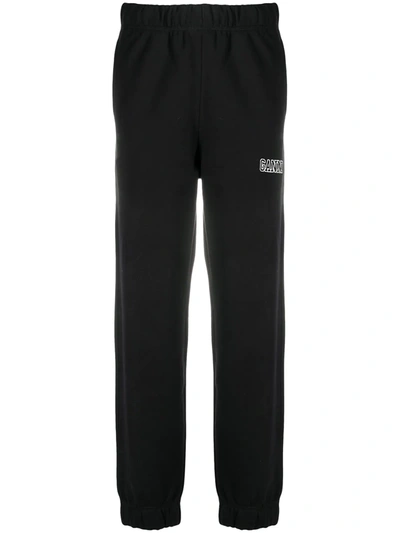 Ganni Logo-embroidered Track Trousers In Black
