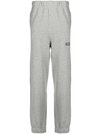 Ganni Logo-embroidered Track Trousers In Grey