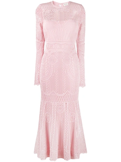 Alexander Mcqueen Patchwork Lace Knitted Dress In Albion Pink