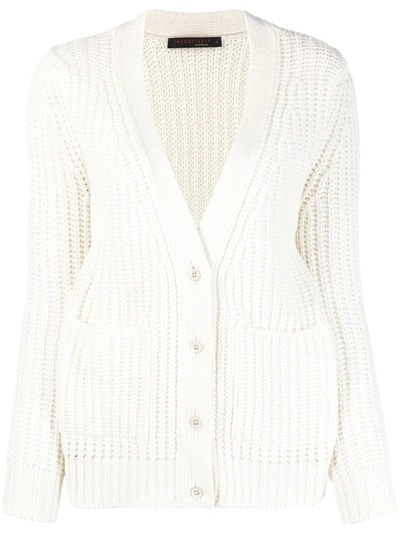 Incentive! Cashmere Ribbed Knit Cardigan In White