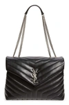 Saint Laurent Medium Loulou Matelassé Leather Shoulder Bag In Black