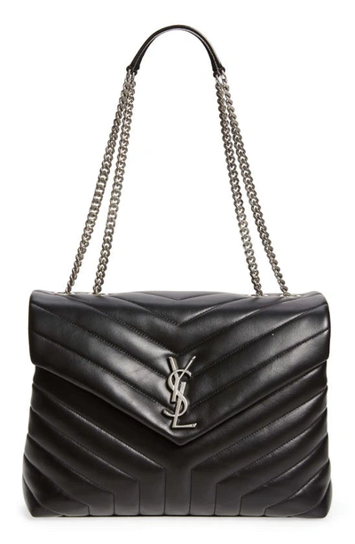Saint Laurent Medium Loulou Matelassé Leather Shoulder Bag In Black