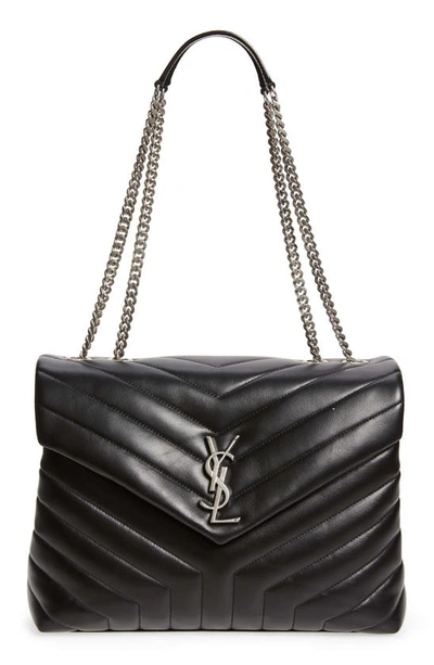 Saint Laurent Medium Loulou Matelassé Leather Shoulder Bag In Nero/nero