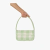 Staud Beaded Gingham Check Shoulder Bag In Green