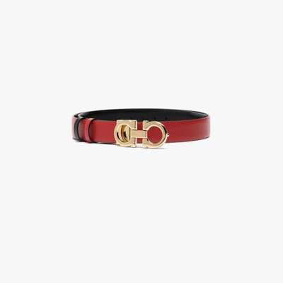 Ferragamo Double Gancio Buckle Belt In Red