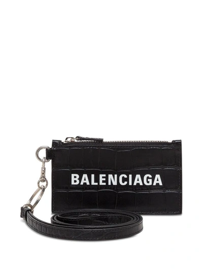 Balenciaga Logo Card Holder In Black