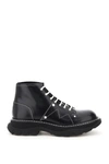 ALEXANDER MCQUEEN LEATHER LACE-UP BOOTS WITH STITCHING,11677696