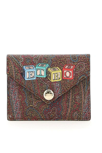 Etro Twister Toys Teddy Bear Card Holder In Brown,red