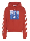 Off-white Orange Mona Lisa Print Cotton Hoodie In Red