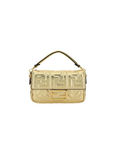 Fendi Mini Baguette Handbag In Gold