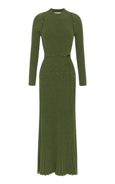 Christopher Esber Deconstructed Wool-knit Cashmere Dress In Green