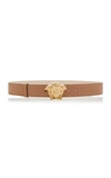 VERSACE WOMEN'S GOLD-TONE LA MEDUSA LEATHER BELT