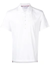 Thom Browne Tricolour Back Stripe Cotton Polo Shirt In White