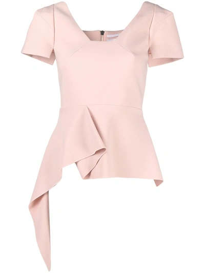 Roland Mouret Irene Pink Peplum Top