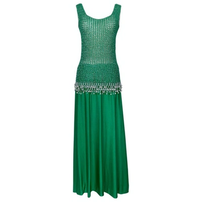 Pre-owned Loris Azzaro Glitter Dress In Green