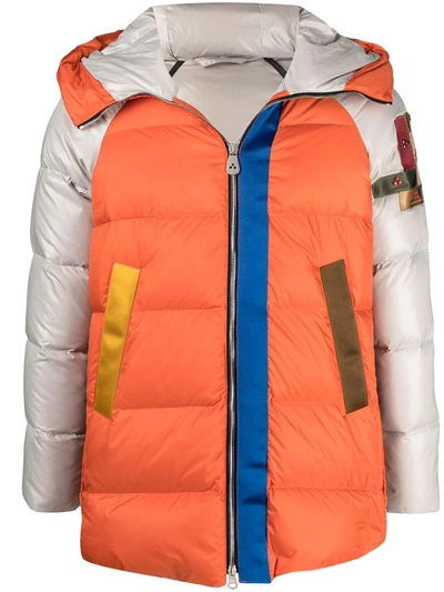 Peuterey Colour-block Puffer Jacket In Orange