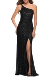 LA FEMME SEQUIN ONE-SHOULDER GOWN,29962