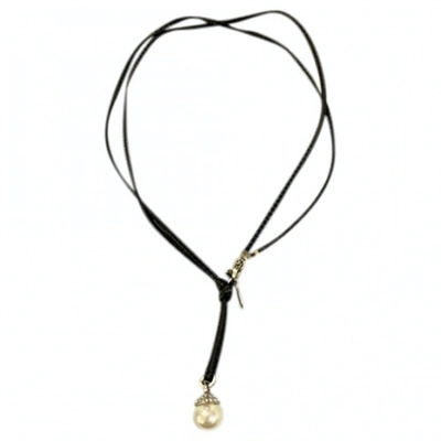 Pre-owned Emporio Armani Leather Necklace In Black