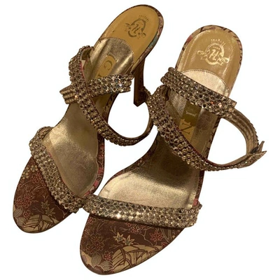 Pre-owned Gina Cloth Sandal In Gold