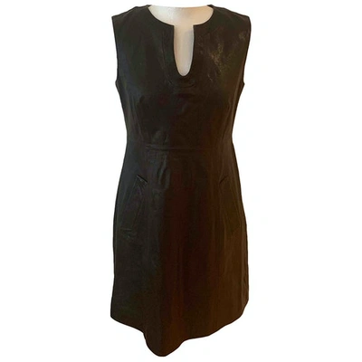 Pre-owned Diane Von Furstenberg Leather Mid-length Dress In Black