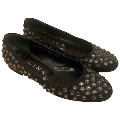 Pre-owned Gina Cloth Ballet Flats In Black