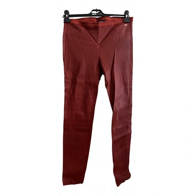 Pre-owned Escada Leather Leggings In Red