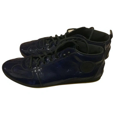 Pre-owned Carshoe Patent Leather High Trainers In Blue
