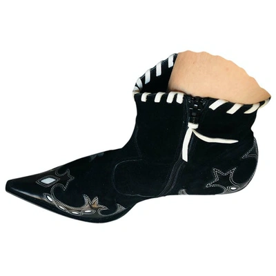 Pre-owned Pablo Leather Western Boots In Black