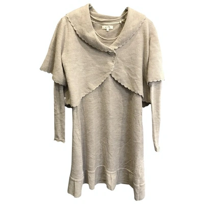 Pre-owned By Timo Wool Mid-length Dress In Beige