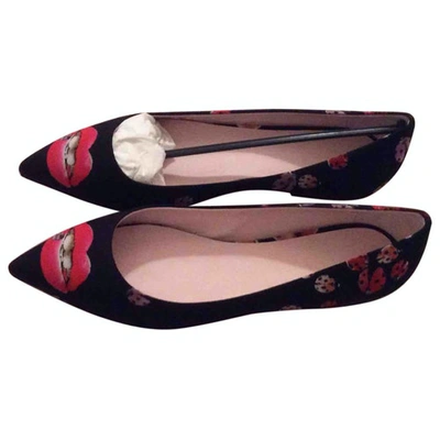 Pre-owned Giamba Cloth Ballet Flats In Black