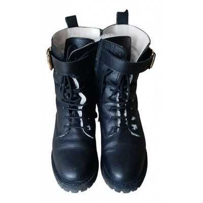Pre-owned Pollini Leather Snow Boots In Black